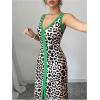 image:imageGORGLITTER Womens Leopard Cheetah Print Maxi Dress Animal Slit V Neck Birthday Going Out Church Long DressesBrown Multicolor