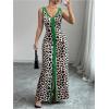 image:imageGORGLITTER Womens Leopard Cheetah Print Maxi Dress Animal Slit V Neck Birthday Going Out Church Long DressesBrown Multicolor