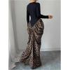 image:imageGORGLITTER Womens Leopard Print Bodycon Maxi Dress Cheetah Long Sleeve Ruched Birthday Party Evening DressesBlack and Brown