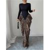 image:imageGORGLITTER Womens Leopard Print Bodycon Maxi Dress Cheetah Long Sleeve Ruched Birthday Party Evening DressesBlack and Brown