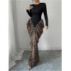 image:imageGORGLITTER Womens Leopard Print Bodycon Maxi Dress Cheetah Long Sleeve Ruched Birthday Party Evening DressesBlack and Brown