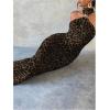 image:imageGORGLITTER Womens Leopard Print Halter Maxi Dress Sleeveless Wedding Guest Bodycon Rave Long DressesBlack and Brown