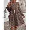 image:imageGORGLITTER Womens Long Sleeve Boho Midi Dress Floral Causal Flowy ALine Wedding Guest Party New Years Eve DressesMulticolor