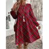 image:imageGORGLITTER Womens Long Sleeve Boho Midi Dress Floral Causal Flowy ALine Wedding Guest Party New Years Eve DressesRed Plaid