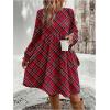 image:imageGORGLITTER Womens Long Sleeve Boho Midi Dress Floral Causal Flowy ALine Wedding Guest Party New Years Eve DressesRed Plaid