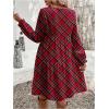 image:imageGORGLITTER Womens Long Sleeve Boho Midi Dress Floral Causal Flowy ALine Wedding Guest Party New Years Eve DressesRed Plaid