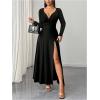 image:imageGORGLITTER Womens Long Sleeve Drop Waist Maxi Dress Elegant Birthday Cocktail Formal Prom Party Wedding Guest DressesBlack