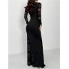 image:imageGORGLITTER Womens Long Sleeve Lace Dress Sexy Sheer Elegant Evening Bodycon Maxi Dresses Going Out Outfits 2026Black