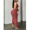 image:imageGORGLITTER Womens Low Back Backless Maxi Dress Open Back Summer Casual Cocktail Going Out Party Prom Long SundressesRed