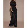 image:imageGORGLITTER Womens Mesh Bodycon Maxi Dress Ruched Asymmetrical Wedding Guest Formal Prom Birthday Party Dinner DressesBlack
