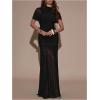 image:imageGORGLITTER Womens Mesh Bodycon Maxi Dress Ruched Asymmetrical Wedding Guest Formal Prom Birthday Party Dinner DressesBlack