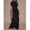 image:imageGORGLITTER Womens Mesh Bodycon Maxi Dress Ruched Asymmetrical Wedding Guest Formal Prom Birthday Party Dinner DressesBlack