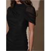 image:imageGORGLITTER Womens Mesh Bodycon Maxi Dress Ruched Asymmetrical Wedding Guest Formal Prom Birthday Party Dinner DressesBlack
