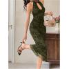 image:imageGORGLITTER Womens Mesh Halter Bodycon Midi Dress Sheer Cut Out Dresses Gothic Party Cocktail Prom Going Out OutfitsArmy Green