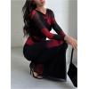 image:imageGORGLITTER Womens Mesh Long Sleeve Maxi Dress Floral Tie Dye Crewneck Bodycon Fall Cocktail Party DressesBlack