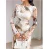 image:imageGORGLITTER Womens Mesh Long Sleeve Maxi Dresses Fall Formal Boho Wedding Guest Prom Cocktail Party Tie Dye Long DressBrown