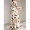 image:imageGORGLITTER Womens Mesh Long Sleeve Maxi Dresses Fall Formal Boho Wedding Guest Prom Cocktail Party Tie Dye Long DressBrown