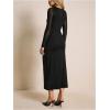 image:imageGORGLITTER Womens Mesh Long Sleeve Midi Dresses Elegant Wrap Wedding Guest Cocktail Holiday Formal Party Sliming DressBlack