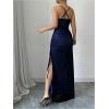 image:imageGORGLITTER Womens Mesh Maxi Dress Backless Wedding Guest Dress Ruched Drawstring Bodycon Cami Party Cocktail DressesBlue