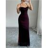 image:imageGORGLITTER Womens Mesh Maxi Dress Backless Wedding Guest Dress Ruched Drawstring Bodycon Cami Party Cocktail DressesPurple