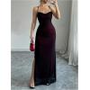 image:imageGORGLITTER Womens Mesh Maxi Dress Backless Wedding Guest Dress Ruched Drawstring Bodycon Cami Party Cocktail DressesPurple