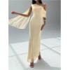 image:imageGORGLITTER Womens Mesh One Shoulder Bodycon Maxi Dresses Elegant Summer Cocktail Tea Party Vegas Sundress with ShrugsApricot