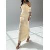 image:imageGORGLITTER Womens Mesh One Shoulder Bodycon Maxi Dresses Elegant Summer Cocktail Tea Party Vegas Sundress with ShrugsApricot