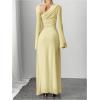 image:imageGORGLITTER Womens Mesh Sheer Bell Long Sleeve Maxi Dress Prom Wedding Guest Dress Slip Party Cocktail Slimming DressesLight Yellow
