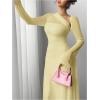 image:imageGORGLITTER Womens Mesh Sheer Bell Long Sleeve Maxi Dress Prom Wedding Guest Dress Slip Party Cocktail Slimming DressesLight Yellow