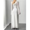 image:imageGORGLITTER Womens Mesh Sheer Bell Long Sleeve Maxi Dress Prom Wedding Guest Dress Slip Party Cocktail Slimming DressesWhite