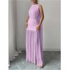 image:imageGORGLITTER Womens Mesh Sheer Halter Maxi Dress Birthday Wedding Guest Dress Ruched Backless Slit Prom Cocktail DressesMauve Purple