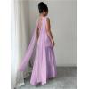 image:imageGORGLITTER Womens Mesh Sheer Halter Maxi Dress Birthday Wedding Guest Dress Ruched Backless Slit Prom Cocktail DressesMauve Purple
