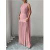 image:imageGORGLITTER Womens Mesh Sheer Halter Maxi Dress Birthday Wedding Guest Dress Ruched Backless Slit Prom Cocktail DressesPink
