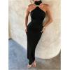 image:imageGORGLITTER Womens Mock Neck Halter Bodycon Maxi Dress Elegant Classy Sleeveless Summer Teacher Cocktai Party SundressBlack