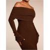 image:imageGORGLITTER Womens Off The Shoulder Bodycon Maxi Dress Sexy Dinner Party Long Sleeve Elegant Formal Party Long DressesCoffee Brown