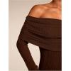 image:imageGORGLITTER Womens Off The Shoulder Bodycon Maxi Dress Sexy Dinner Party Long Sleeve Elegant Formal Party Long DressesCoffee Brown