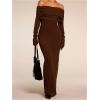 image:imageGORGLITTER Womens Off The Shoulder Bodycon Maxi Dress Sexy Dinner Party Long Sleeve Elegant Formal Party Long DressesCoffee Brown
