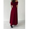 image:imageGORGLITTER Womens Off The Shoulder Maxi Dress Cocktail Formal Prom Wedding Guest Dress Ruched Foldover Slip DressesBurgundy