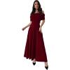 image:imageGORGLITTER Womens Off The Shoulder Maxi Dress Cocktail Formal Prom Wedding Guest Dress Ruched Foldover Slip DressesBurgundy