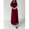image:imageGORGLITTER Womens Off The Shoulder Maxi Dress Cocktail Formal Prom Wedding Guest Dress Ruched Foldover Slip DressesBurgundy