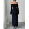 image:imageGORGLITTER Womens Off The Shoulder Maxi Dress Elegant Long Sleeve Birthday Prom Cocktail Formal Party Holiday DressesBlack