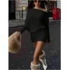 image:imageGORGLITTER Womens Off the Shoulder Sweater Mini Dress Long Sleeve Asymmetrical Neck Fall Skinny Short Dresses 2025Black