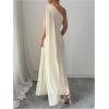 image:imageGORGLITTER Womens One Shoulder Maxi Dress Summer Wedding Guest Cocktail Graduation Party Mesh Ruffle Long Sun DressesApricot
