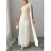 image:imageGORGLITTER Womens One Shoulder Maxi Dress Summer Wedding Guest Cocktail Graduation Party Mesh Ruffle Long Sun DressesApricot