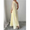 image:imageGORGLITTER Womens One Shoulder Maxi Dress Summer Wedding Guest Cocktail Graduation Party Mesh Ruffle Long Sun DressesYellow