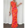 image:imageGORGLITTER Womens One Shoulder Mesh Bodycon Maxi Dress Sexy Prom Formal Sleeveless Bridesmaid Wedding Guest DressesMulticolor