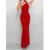 image:imageGORGLITTER Womens Open Back Asymmetrical Bodycon Maxi Dress Ruched One Shoulder Wedding Guest Graduation Long DressesRed