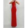 image:imageGORGLITTER Womens Open Back Asymmetrical Bodycon Maxi Dress Ruched One Shoulder Wedding Guest Graduation Long DressesRed