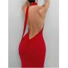 image:imageGORGLITTER Womens Open Back Asymmetrical Bodycon Maxi Dress Ruched One Shoulder Wedding Guest Graduation Long DressesRed