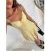 image:imageGORGLITTER Womens Polka Dots Mini Dress Y2k Lace Mesh Bow Tie Front V Neck A Line Dresses Coquette ClothesYellow